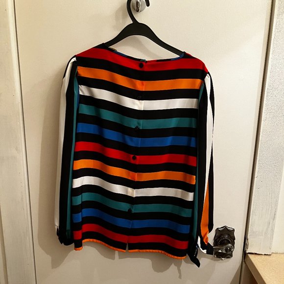 Vintage Albert Nipon skirt set size 10 colour black with multi colour stripes - Picture 5 of 11